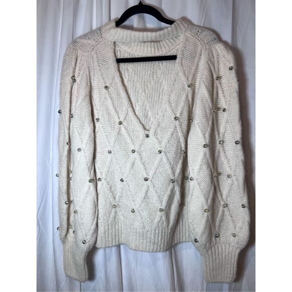 Eleven Six Women's Ivory Zaria Embellished Alpaca Sweater Size XL/XXL NWOT - Picture 6 of 9
